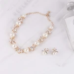 Bride big pearl diamond necklace bridal jewelry set choker wedding yarn with accessories indian bridal jewelry