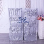 CH004MC New wholesalefancy custom made  wedding silver embroidery sequin chair cover or chair cap