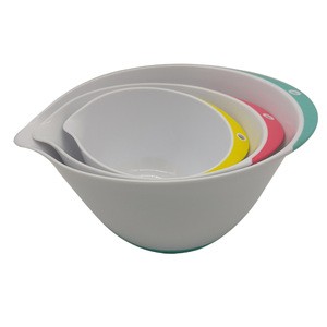 Cheap multi color 3pcs deep bottom Pp plastic salad mixing bowl