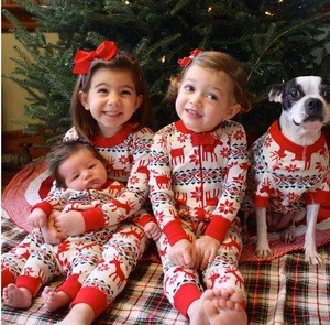Christmas Day Family Round Neck Printing Homewear Two piece Pajamas