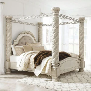 Classical Style Bedroom Furniture Solid Wood bed with nightstands