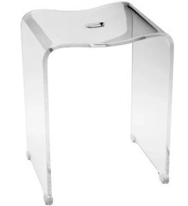 Clear Acrylic Plastic Shower Stool Bench Lucite Bathroom Toilet Seat Chair