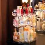 Clear Transparent large 360 degree rotation Cosmetic Storage Box 360 rotating makeup organizer