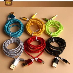 colorful nylon braided charging cable data sync usb cable with aluminum alloy shell case
