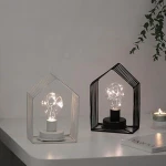 Creative metal iron house table lamp decorative bedroom bedside home party wedding lighting led bulb night lights