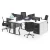 Import Curved simple office desk 4 people workbench from China
