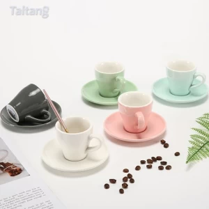 Custom Glazed ceramic Coffee Cups With Saucer Espresso Restaurant porcelain coffee cup set