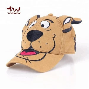 Custom Low Profile Embroidered Cartoon Face Cap 6 Panel Kids Baseball Hat With Ears