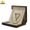 custom made embossed logo Matte black Leather jewelry box with lid