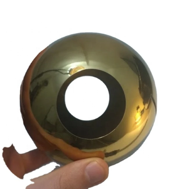 Custom Made Golden Stainless Steel Hollow Spheres Stainless Steel Hollow Ball With 3 Cuttings Drilled Hollow Steel Balls