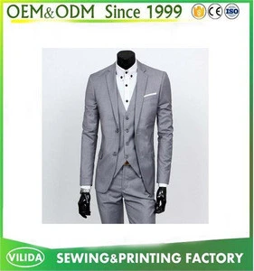 Custom Made Slim Fit Light Grey Groom Tuxedos Notch Lapel Best Man Groomsmen Men Wedding Suits