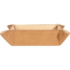 Custom Organizer Leather Suede Foldable Snapped Storage Tray For Keys