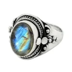 custom ring manufacturer 925 sterling silver oxide big stone ring designs for women natural labradorite mens stone rings