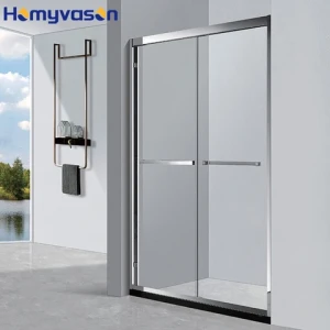 Custom Stainless Frameless Tempered Glass Freestanding Bathroom Shower Swing Partition Enclosure Set Sliding Door