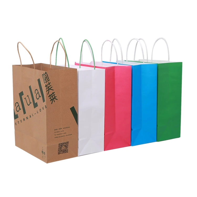 Customised personalized small kraft paper shopping bags for sale