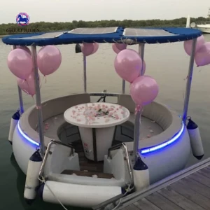 customized 500W solar panel barbecue leisure boat floating electric grill bbq donuts boat for sault water
