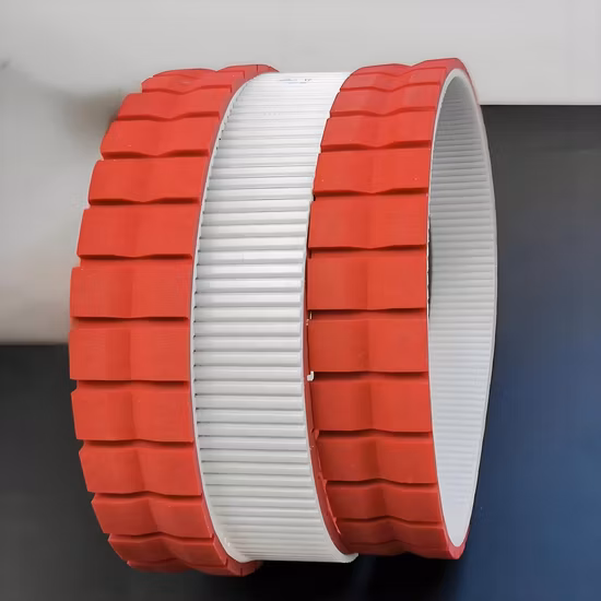 Customized Special PU Timing Industry Belts Red Covering Rubber PVC