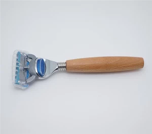 Daily men shaving cleaning wood handle razor