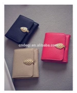 DEQI Waterproof Fashion Cheap Custom Logo Short Women Lady PU Leather Left Buckle PU Leather Wallet Coin Purse Pouch Money Clip