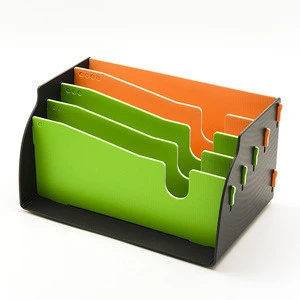 Desk top organization made of plastic for office and home using small gifts box and letter and document holder