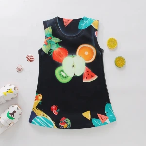Digital printing cute flower baby girls&#x27; dresses summer dress for girls baby dress designs