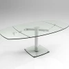 Dining room furniture 12mm special shape tempered glass extendable lifting metal dining table