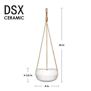 DSX Ceramic Home decor hemp rope indoor ceramic flower pot hanging planter