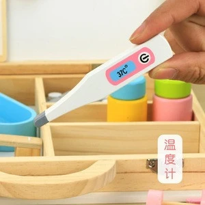 Early educational toy play house doctor set simulation pink wooden medicine box toy