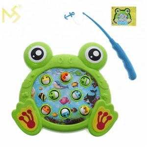 Easter gift funny plastic frog shaped wind up fishing game toy for kids