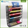 EasyPAG High Quality Wall Mounted Hanging 6 Compartments Metal Mesh Magazine Document Holder File Organizer Tray
