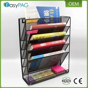 EasyPAG High Quality Wall Mounted Hanging 6 Compartments Metal Mesh Magazine Document Holder File Organizer Tray