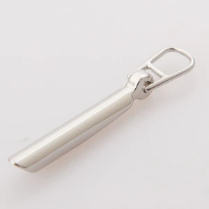 Eco-friendly custom shiny silver color alloy metal zipper pullers for clothes