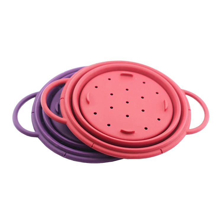 Eco-friendly High Quality Houseware Collapsible foldable Silicone Colander Folding Silicone Strainer