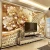 Import Eco-friendly wholesale cork flower printing velvet wallpaper murals golden color covering decorative wallpapers material from China