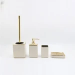 European wholesale luxury bathroom accessory set hotel customized handmade plating ceramic piece bathroom accessory set