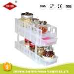 Excellent service square plate plastic kitchen double cabinet spice dish rack