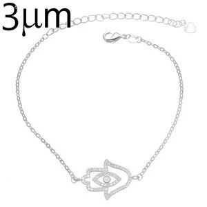 Factory Chain Bracelet Copper 3um real silver gold/gold plating zirconia pave Evil Eye Hamsa Hand bracelet Faith Jewelry