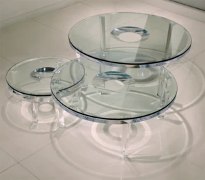 factory custom clear transparent acrylic material glass top coffee table