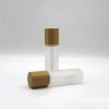 Factory direct frosted glass 30ml clear lipstick tube with bamboo cap
