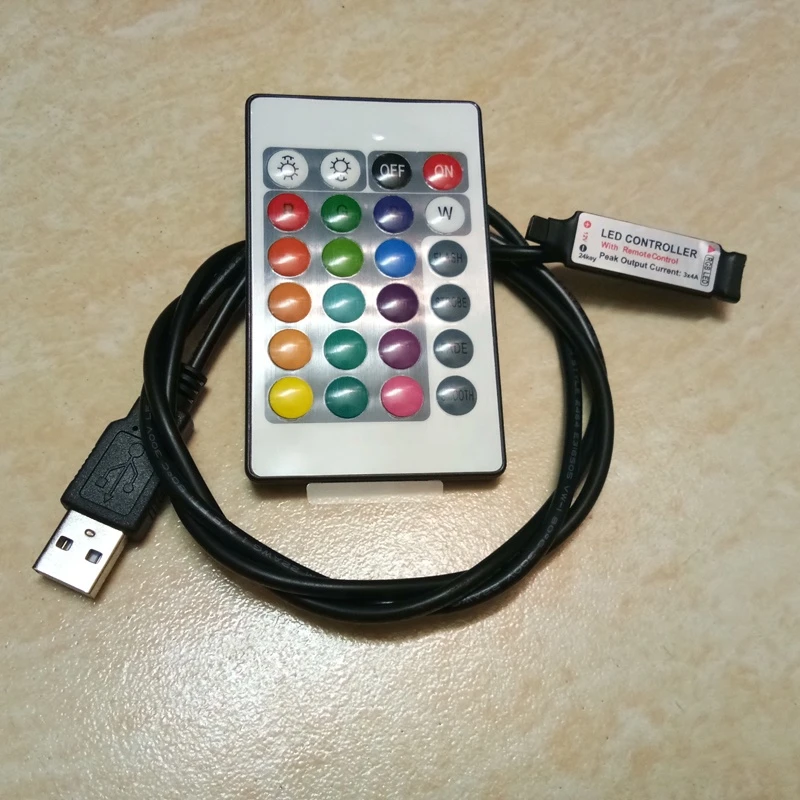 Factory direct led Mini 24 key infrared remote control controller RGB seven color computer TV backlight USB control 3v5v12v
