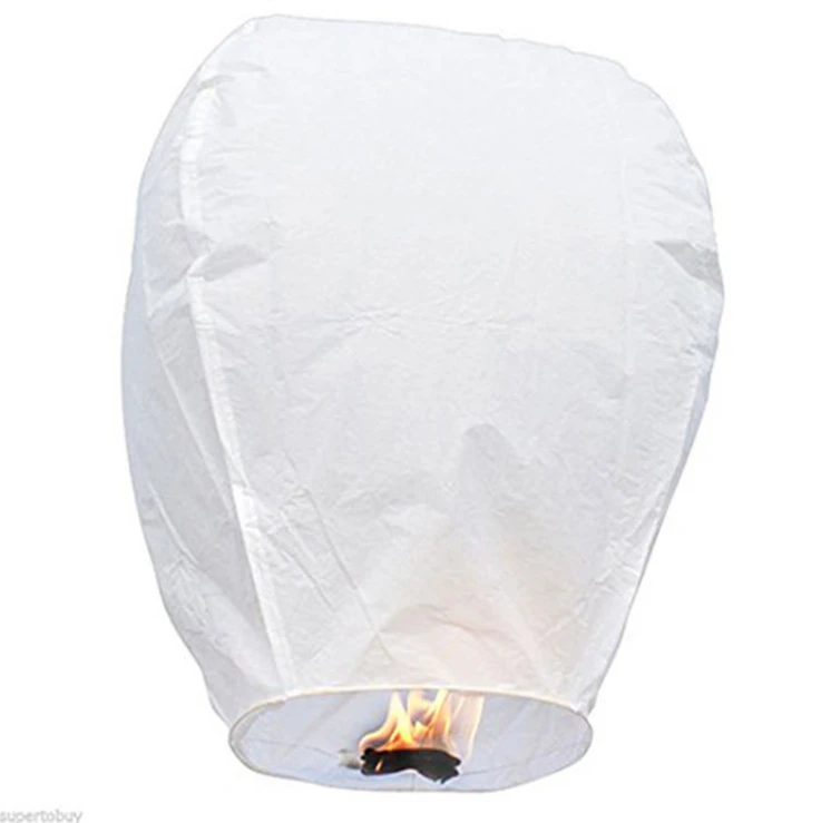 Factory direct wholesale fire resistant pure white color rectangle Chinese sky paper lanterns
