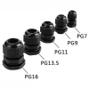 Factory high grade Metric Thread Waterproof plastic IP68 nylon Adjustable 3.5 - 13mm Black Cable Glands Joints PG9