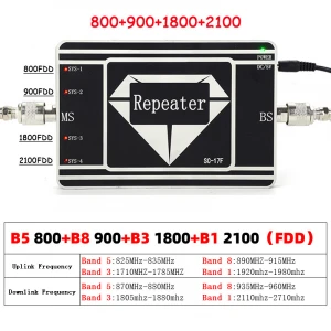 Factory Price 800 900 1800 2100 Mhz four-band Mobile Phone 2g3g4g  cellular Signal Booster Repeater