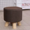 Factory Price Hot Quality Round Upholstered Ottoman Foot Stool/Fabric Cover Stool/Ottoman With Four Wood Legs
