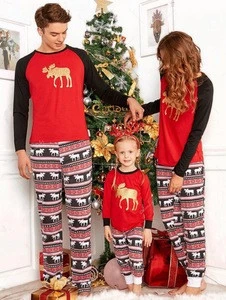 Family Matching Christmas Stripes Deer Pajamas for Kids Mon and Dad Pjs Sets Sleepwear
