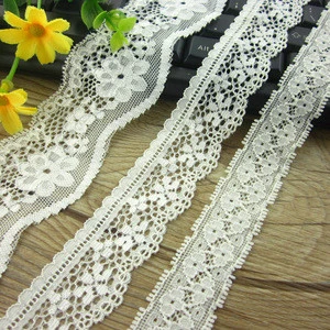 Fashion nylon spandex white guipure elastic lace for decoration