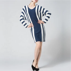 Fashion women stripes long casual dress