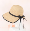Fashionable Women Broad Brim Beach Cap Bowknot Summer Sun Cap Foldable Straw Hat