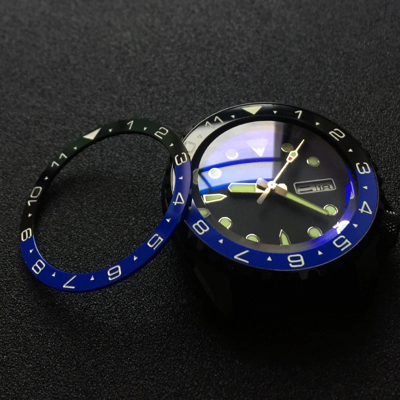 Flat ceramic bezel insert 38*31.5mm  Double color No Luminous For Seiko SKX007 SKX009 watch parts