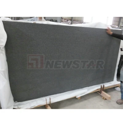 Fluted Indian Black Galaxy Granite Stone Tile Slabs for Exterior Wall Decoration